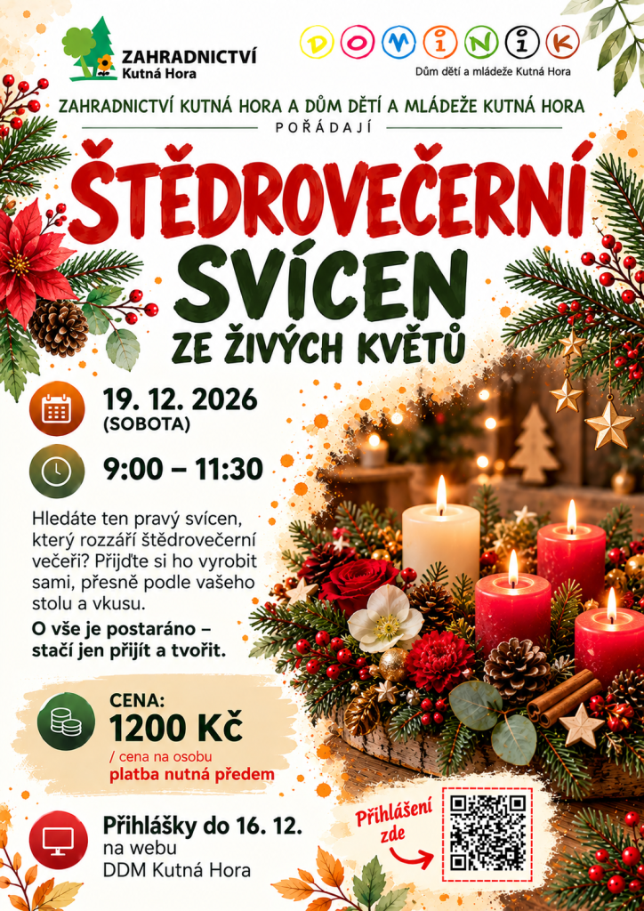 Štědrovečerní svícen ze živých květů